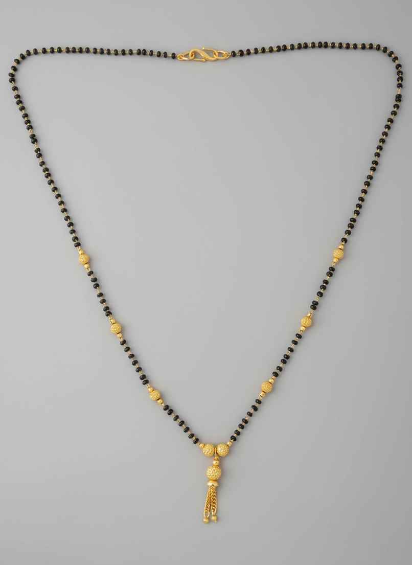 NVR Black Gold Plated Beaded Mangalsutra | NVR2144