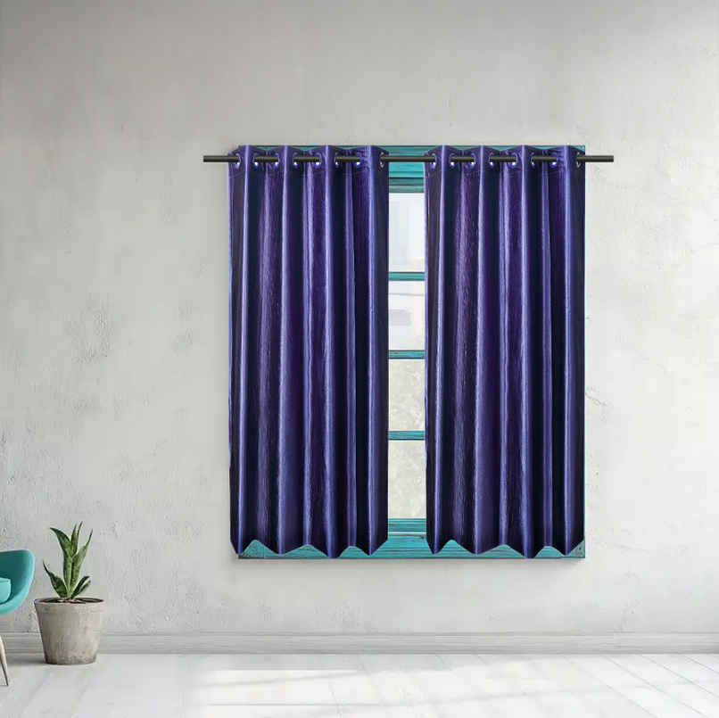 Antzco Plain Blue Window Curtain 5 ft x 4 ft | Pack of 2 | WC11
