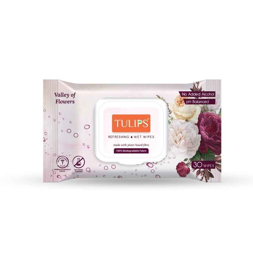 Tulips Refreshing Wet Wipes Valley of Flowers LID | 30 Pulls Per Pack Tulips Refreshing Wet Wipes Valley of Flowers LID | 30 Pulls Per Pack