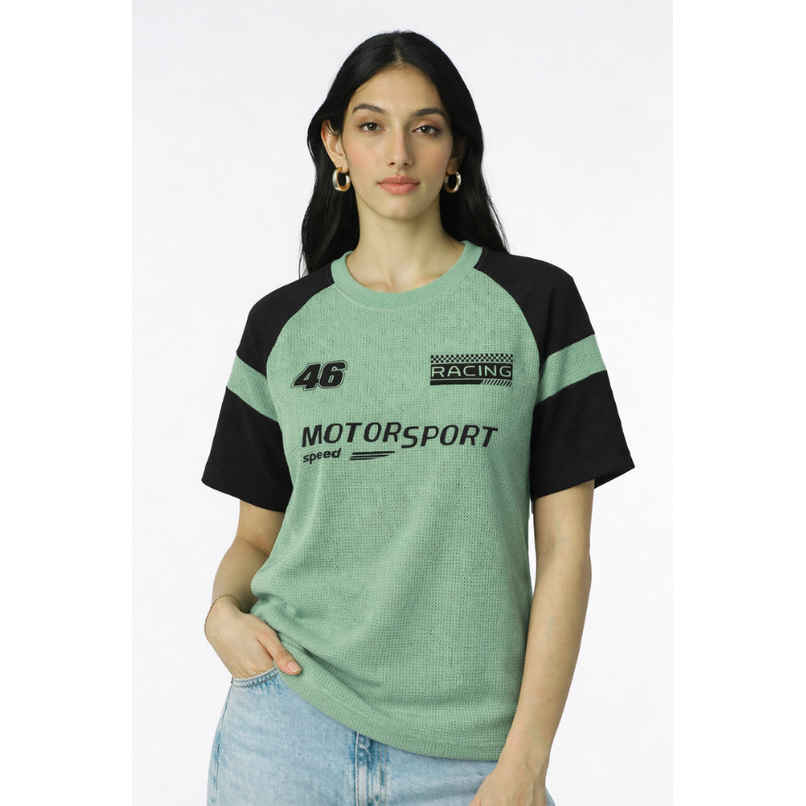 Try This Women's HF Sleeve Typographic Print Round Neck Tshirt | Light Green | M Try This Women's HF Sleeve Typographic Print Round Neck Tshirt | Light Green | M