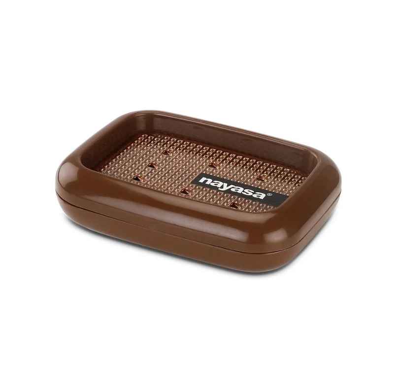 Nayasa Handy Twins Plastic Soap Case for Bathroom | Brown Nayasa Handy Twins Plastic Soap Case for Bathroom | Brown