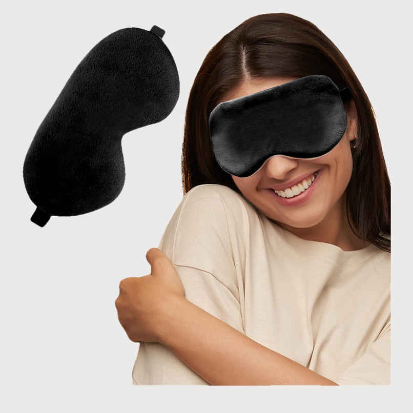Trajectory Unisex Solid Microfiber Eye Mask | Black - Free Size