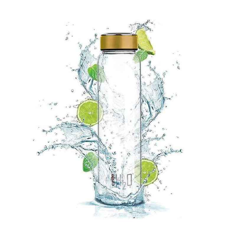 CELLO H2O Glass Fridge Water Bottle with Cap 1000ml, Copper | Food Grade, Microwave & Freezer Safe CELLO H2O Glass Fridge Water Bottle with Cap 1000ml, Copper | Food Grade, Microwave & Freezer Safe