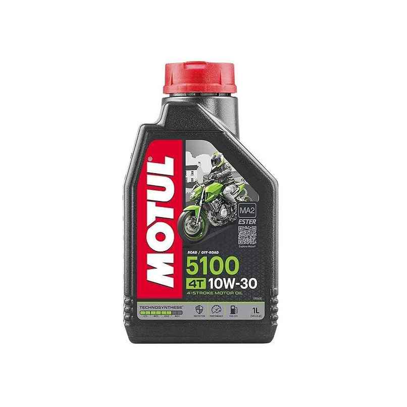 Motul 5100 4T Hybrid 10W-30 API SM Technosynthese Semi Synthetic Engine Oil for Bikes | 1L