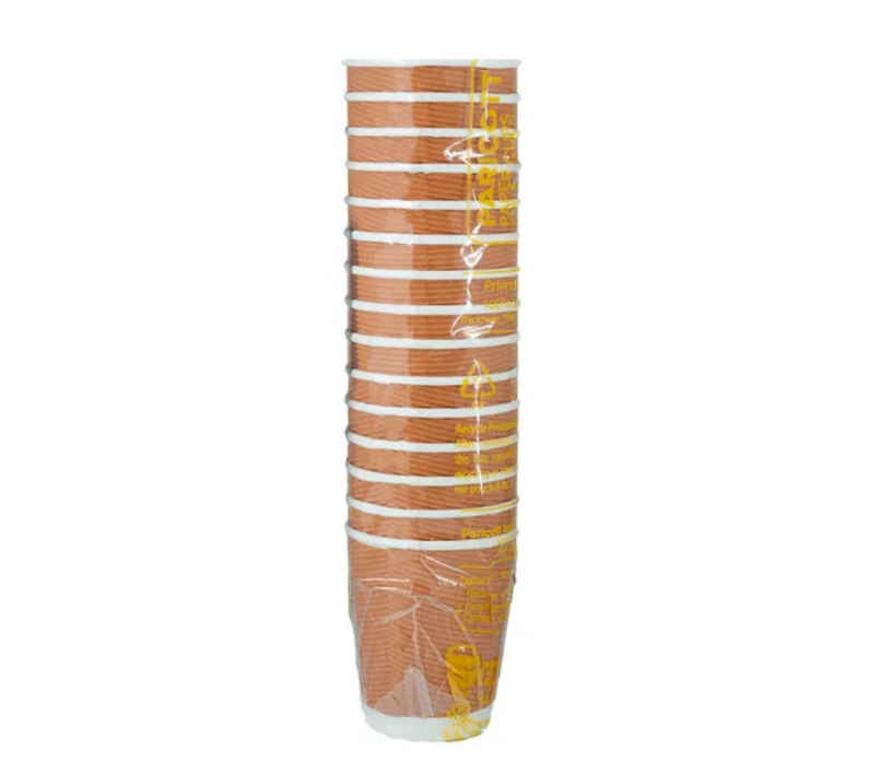 Disposable Rippled Paper Glass | 250 ml | Pack of 15 | Tempware