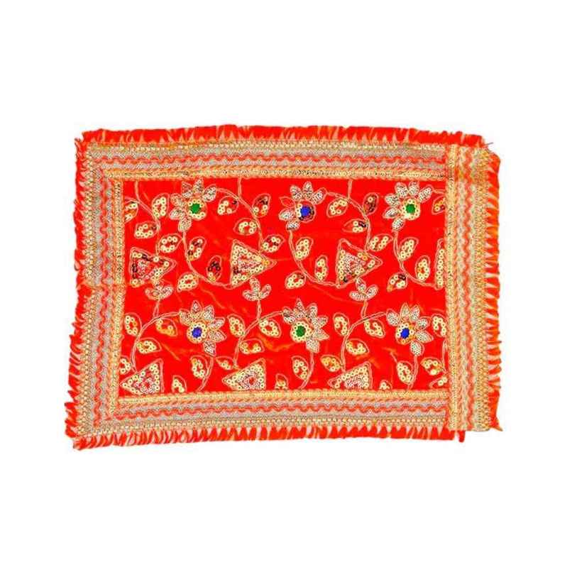Jai Kashi Premium Red Mata Chunri with Golden Border