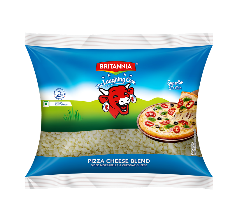 Britannia Laughing Cow Diced Mozzarella & Cheddar Pizza Cheese 500g Britannia Laughing Cow Diced Mozzarella & Cheddar Pizza Cheese 500g