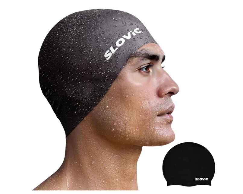 Slovic Unisex Silicone Swimming Cap - Leak-Proof, Stretchable & Comfort Fit