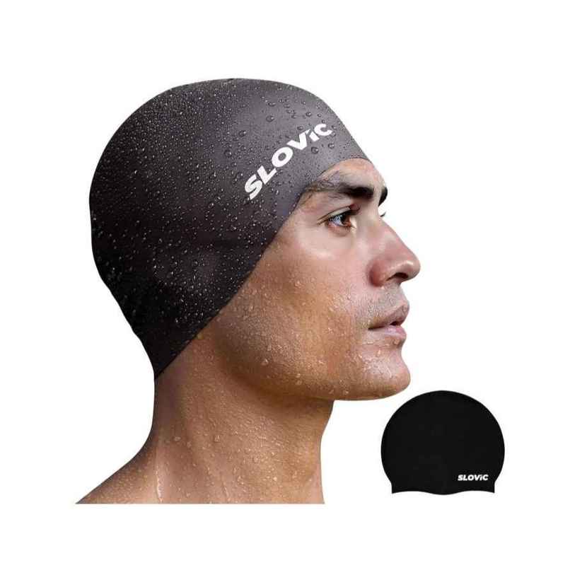 Slovic Unisex Silicone Swimming Cap - Leak-Proof, Stretchable & Comfort Fit