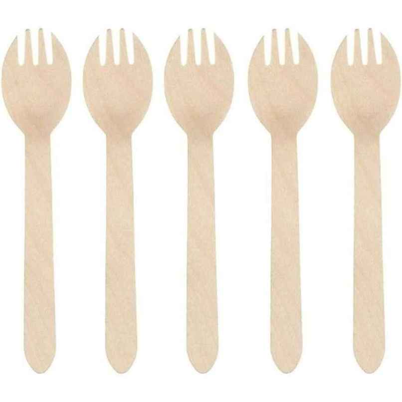 Wooden Spork | 160 mm | Pack of 30 | Tempware Wooden Spork | 160 mm | Pack of 30 | Tempware