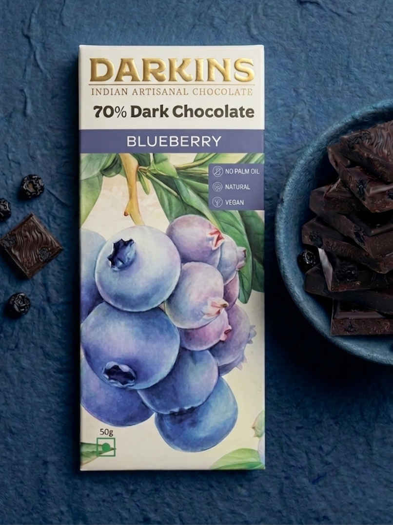 Darkins Indian Artisanal 70% Dark Blueberry Chocolate