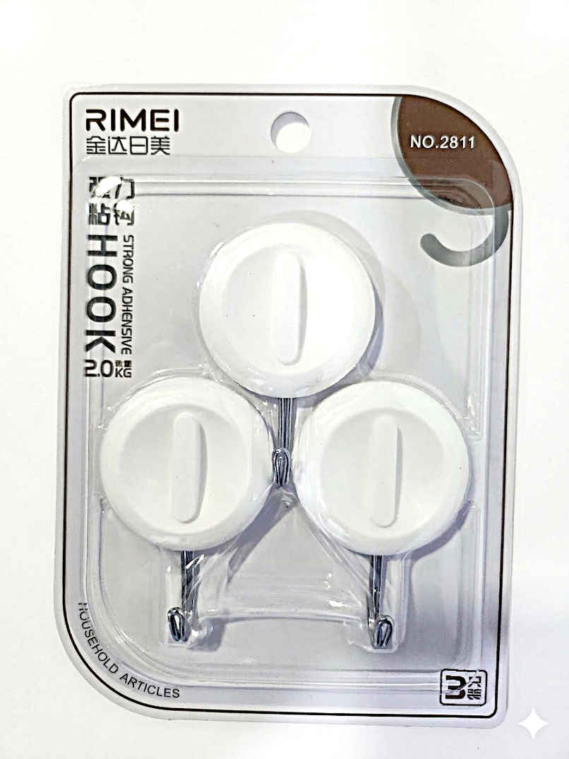Chrome 2811 Strong Adhensive Wall Hook 3 pc