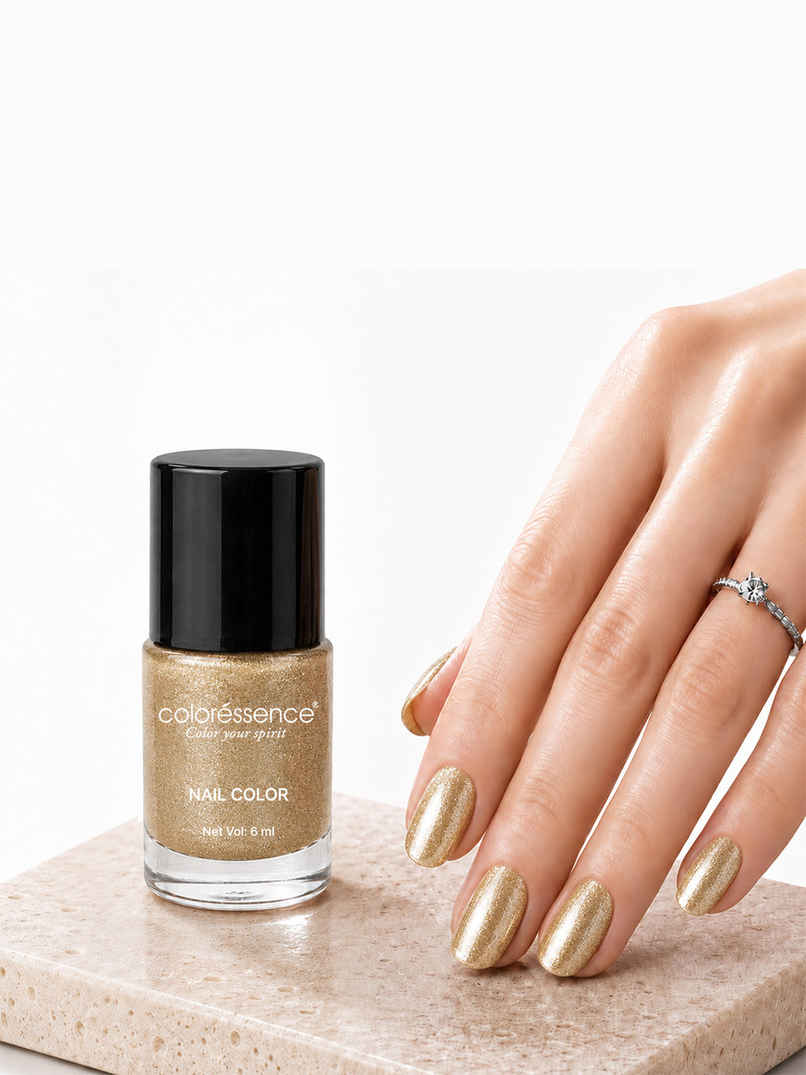 Coloressence Glitter Nail Paint | Amber | Chip Resistant | Quick Dry | One Swipe | Long Lasting