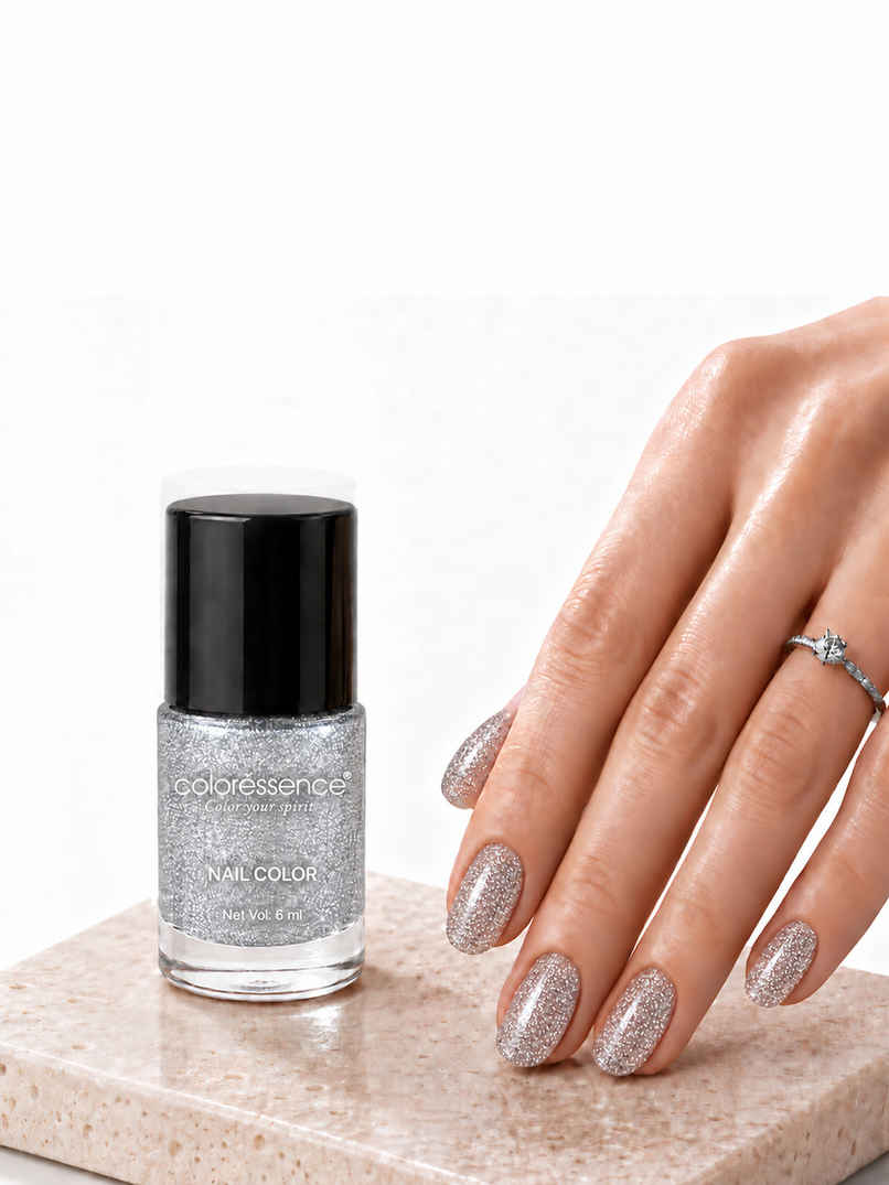 Coloressence Glitter Nail Paint | Moon Stone | Chip Resistant | Quick Dry | One Swipe | Long Lasting