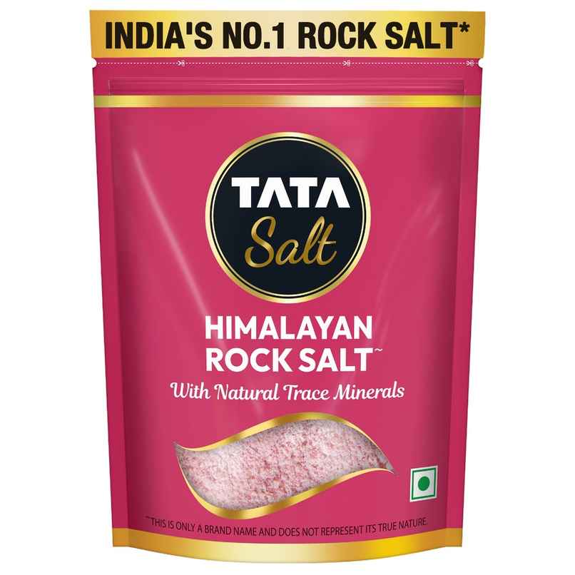Tata Himalayan Rock Pink Salt Pouch, Premium Sendha Namak, With Natural Trace Minerals, Low Sodium, Crystal Salt