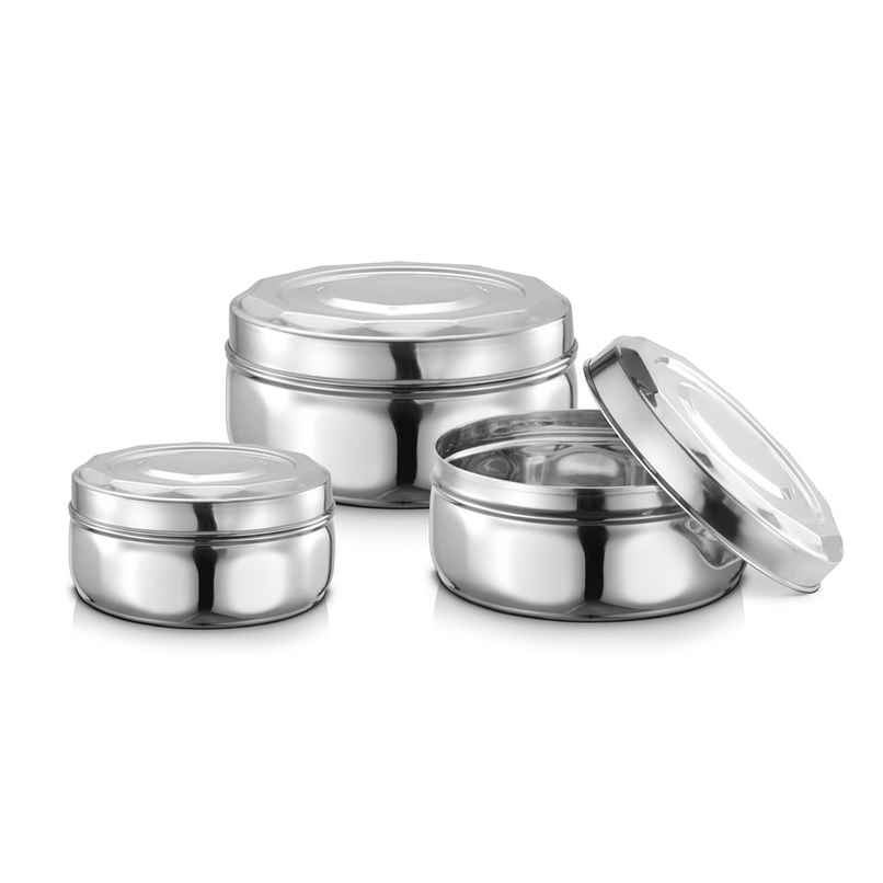 Jensons Ss 3 Pcs Diamond Storage With Steel Lid Jensons Ss 3 Pcs Diamond Storage With Steel Lid
