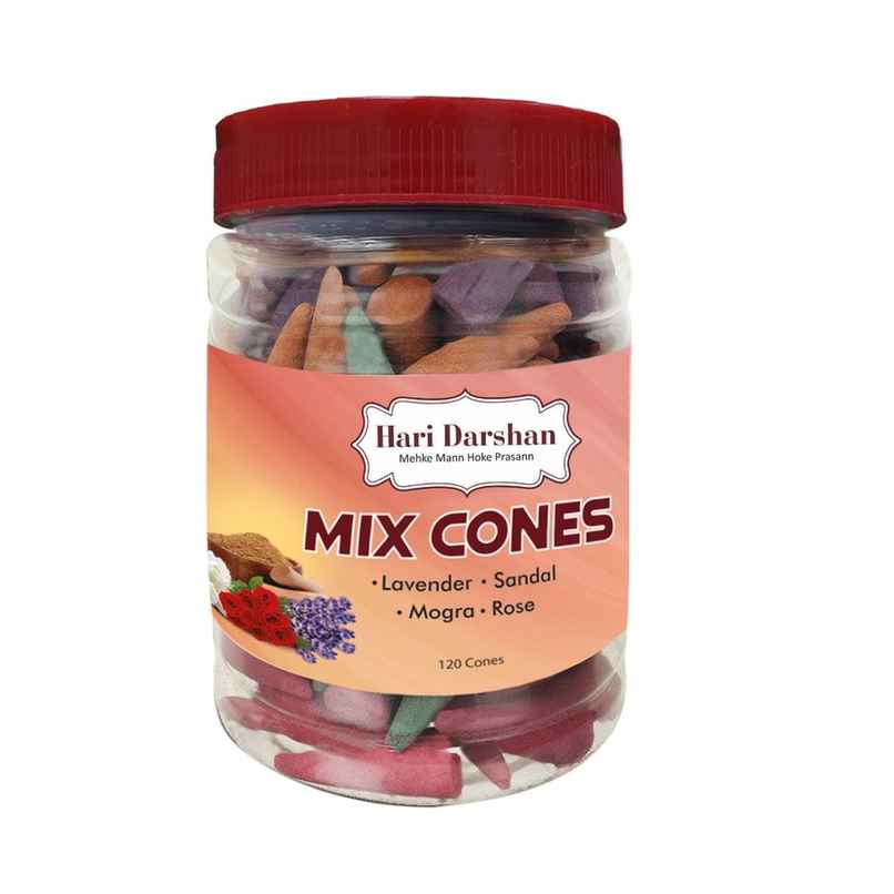 Mix Dhoop Cones | Rose, Sandal, Mogra, Lavender | 120 pcs | Hari Darshan Mix Dhoop Cones | Rose, Sandal, Mogra, Lavender | 120 pcs | Hari Darshan