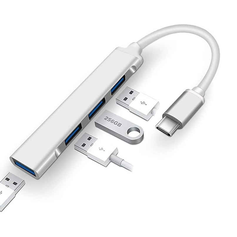 Sounce 4 In 1 Portable Usb C Hub (Type-C To 4 Usb-A Ports) With Aluminum Shell, White