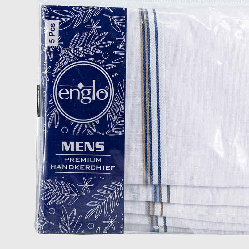 Englo Men's Solid Cotton Handkerchief | White
