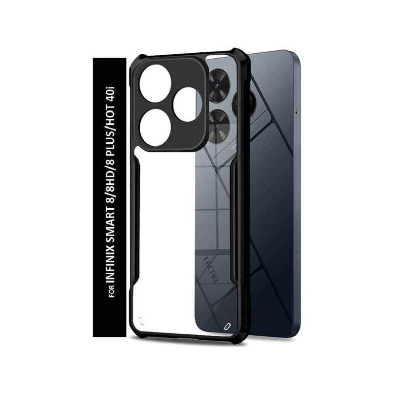 Kwine Case Infinix Smart 8 / 8 Hd / 8 Plus / Hot 40i Back Cover - Black Bordered Transparent Case