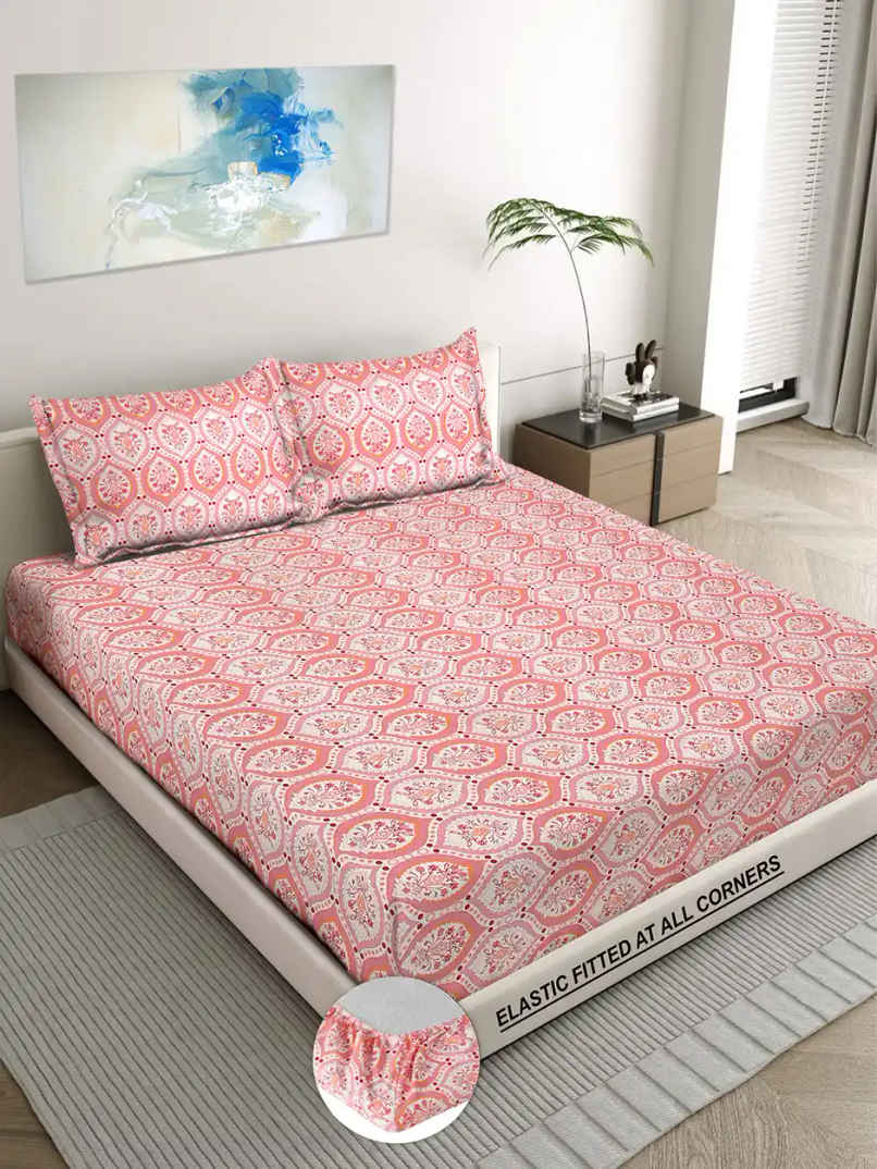 Status Imperial Corner Fitted Bedsheet | Terracotta Garden | 198 x 182 cm
