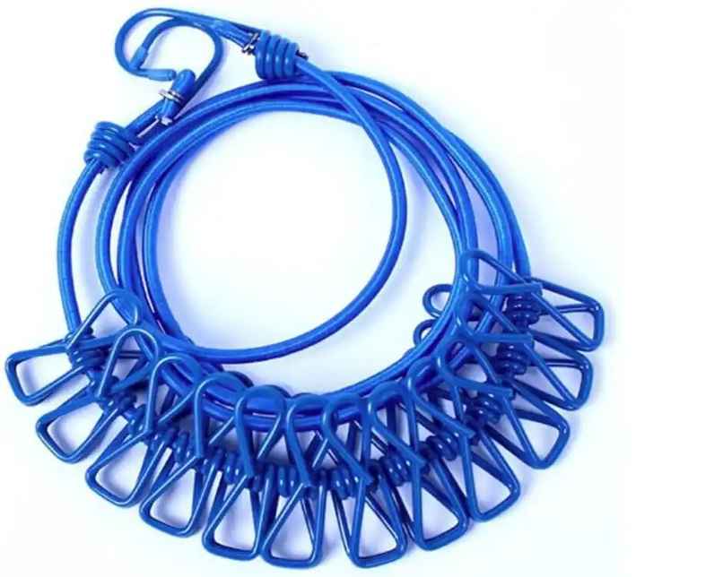 Daluci Stretchable Cloth Rope with Metal Clips | Drying Clothes