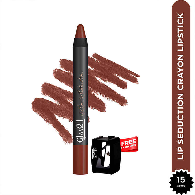 Glam21 Lip Seduction Non- Transfer Crayon Lipstick Creamy Matte Formula | Coffee | 15