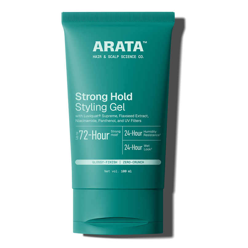 Arata Strong Hold Styling Gel with Flaxseed Extract & UV Filters for Glossy Look