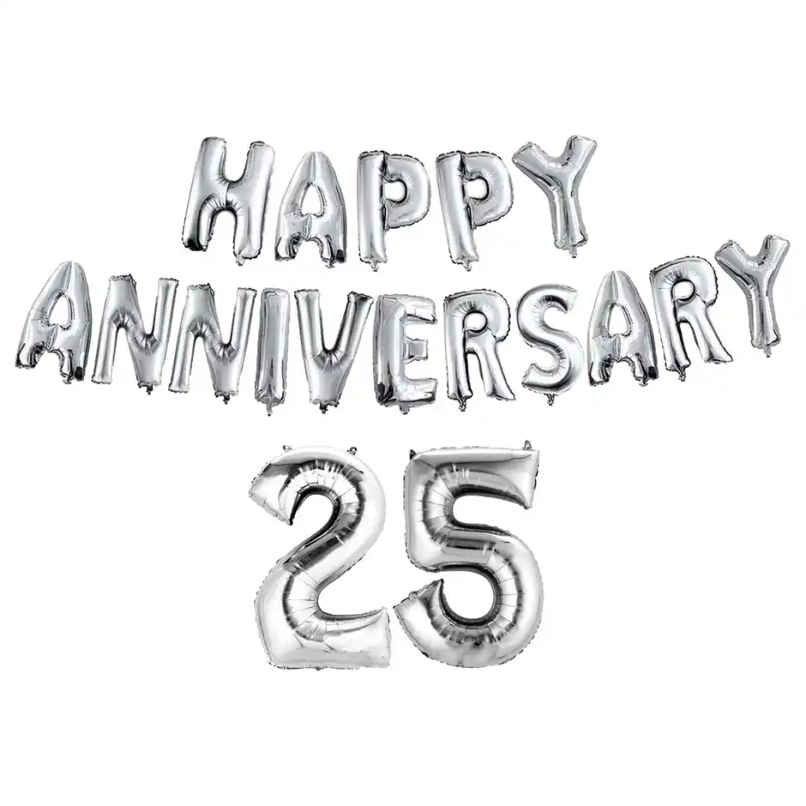 Silver 25 Number Foil Balloon for 25th Anniversary Celebration Decoration Kit | BeyondLuv Silver 25 Number Foil Balloon for 25th Anniversary Celebration Decoration Kit | BeyondLuv