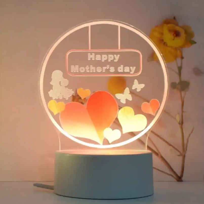 Hashwow Round Acrylic Lamp Gifts for Happy Mothers Day