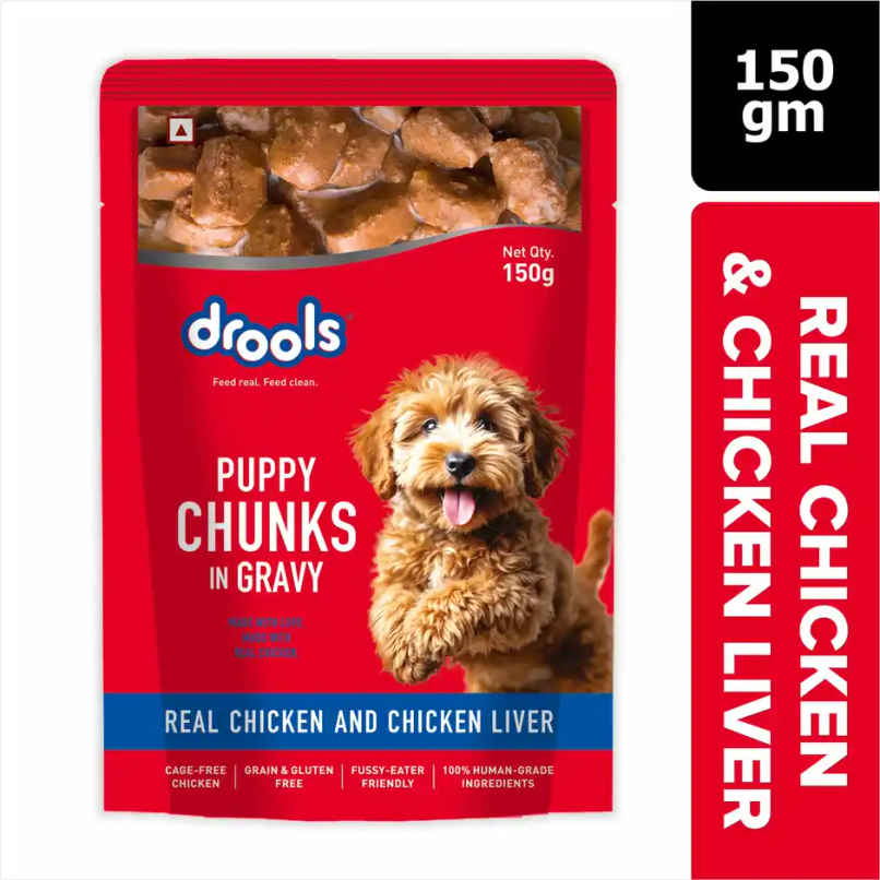 Drools Puppy Wet Dog Food - Real Chicken & Liver Chunks in Gravy Drools Puppy Wet Dog Food - Real Chicken & Liver Chunks in Gravy