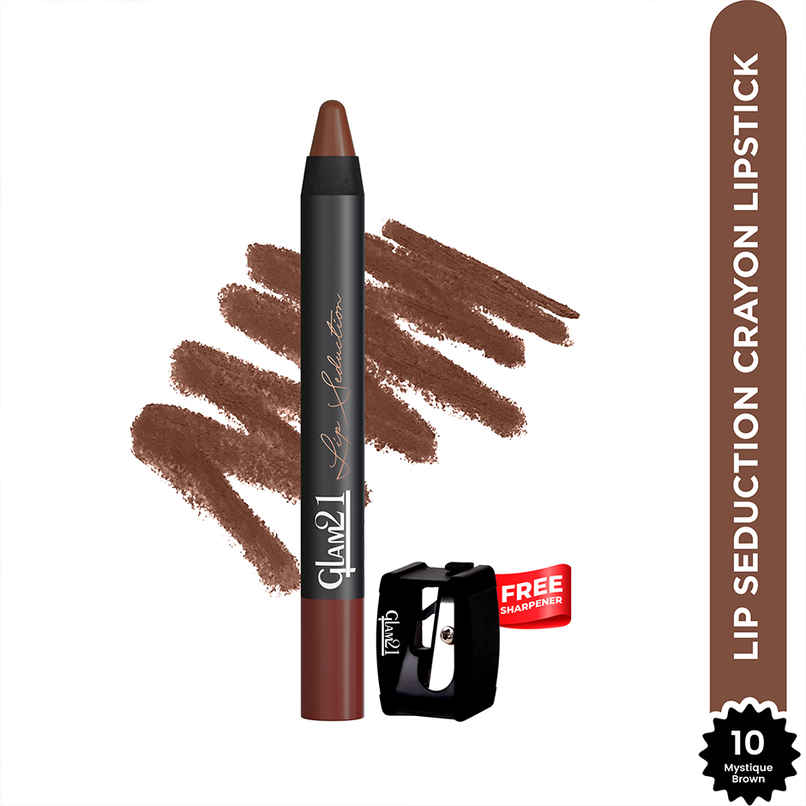 Glam21 Lip Seduction Non- Transfer Crayon Lipstick Creamy Matte Formula| Mystique Brown | 10