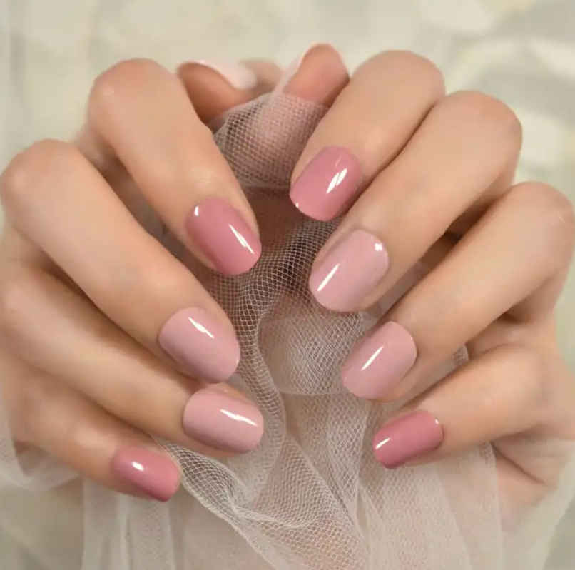 Pep Nails Sweet Dreams Short Squoval Pink Solid Reusable Press On Nails 24 Nail Tips