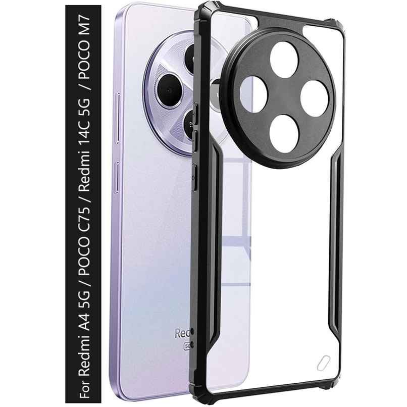 Kwine Case Redmi A4 5G / POCO C75 / Redmi 14C 5G / POCO M7 - Black Bordered Transparent Case