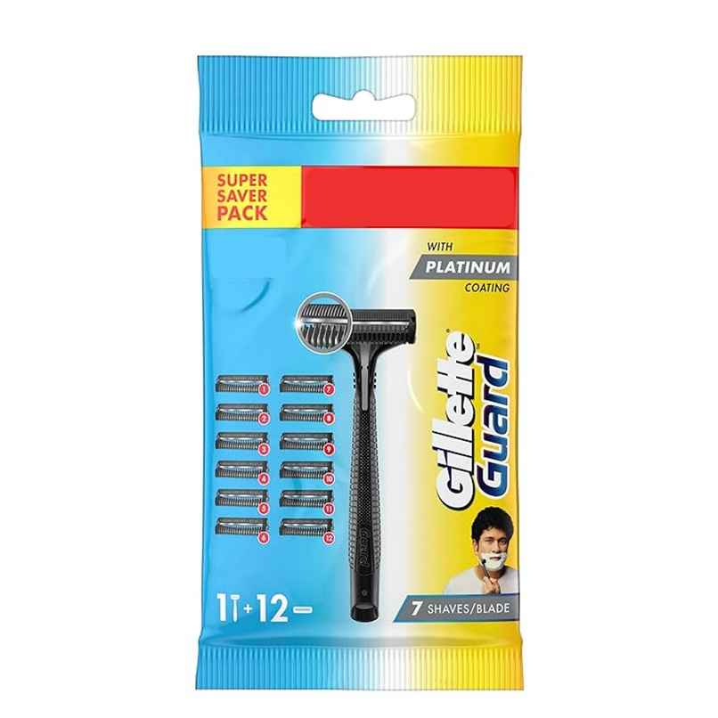 Gillette Guard Manual Shaving Razor Blades - 12 Cartridges +1Razor