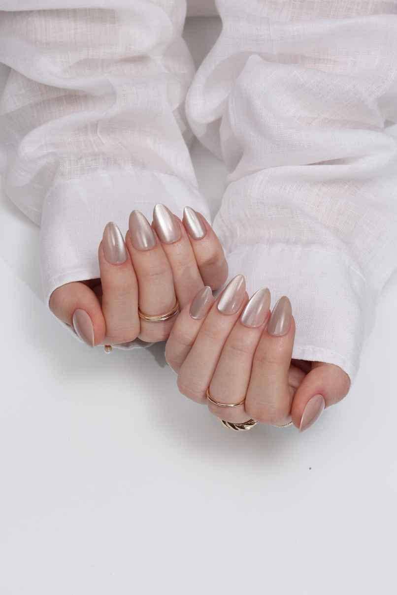 Pep Nails Cat Eye Medium Almond Nude Soft Gel Reusable Press On Nails 30 Nail Tips