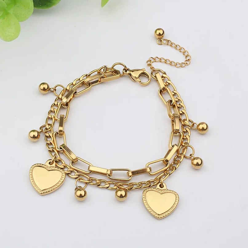 ZAISHA 18K Gold Plated Heart Multi|layer Bracelet Stack | Birthday | Anniversary | Valentines gift