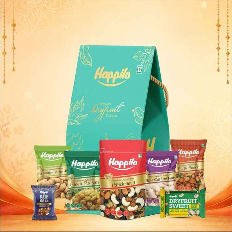 Happilo Celebration Premium Gift Box | Dry Fruit Robbin Potli Happilo Celebration Premium Gift Box | Dry Fruit Robbin Potli