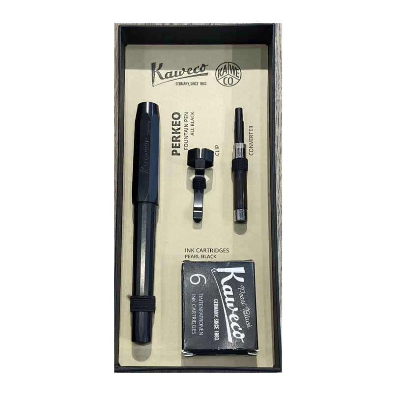 Kaweco Perkeo All Black Gift Set | Fountain Pen, Cartridges, Converter and Clip