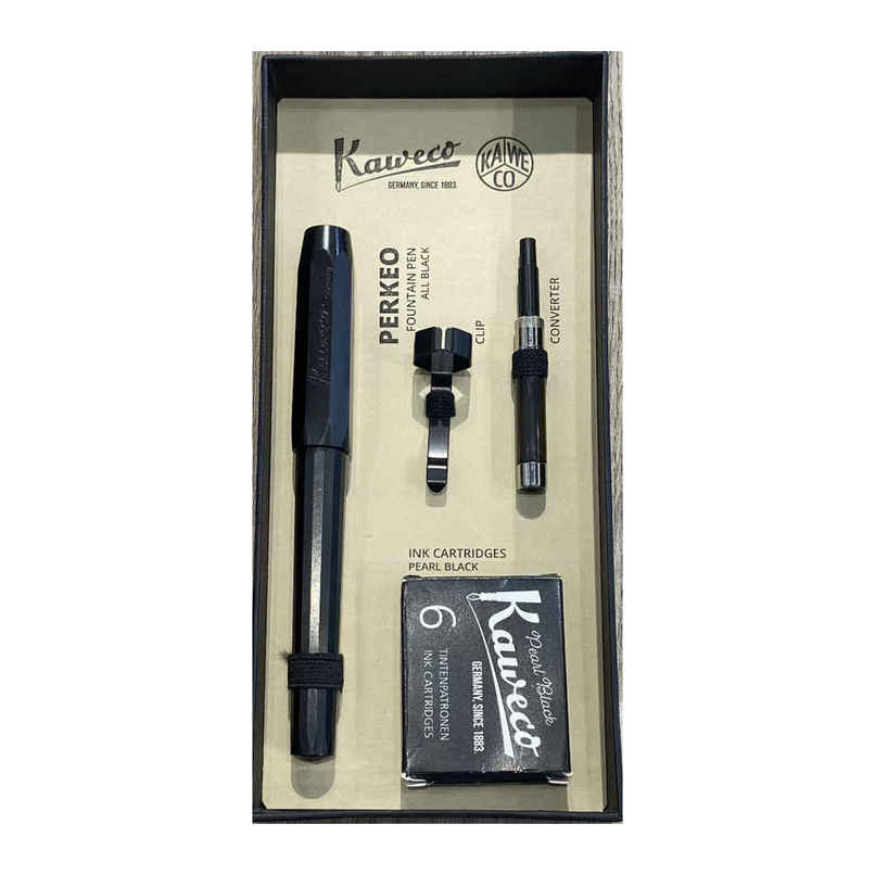 Kaweco Perkeo All Black Gift Set| Fountain Pen, Cartridges, Converter and Clip Kaweco Perkeo All Black Gift Set| Fountain Pen, Cartridges, Converter and Clip