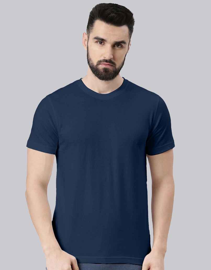 Veirdo Pure Cotton Regular Fit Round Neck Navy T-Shirt For Men - S Veirdo Pure Cotton Regular Fit Round Neck Navy T-Shirt For Men - S