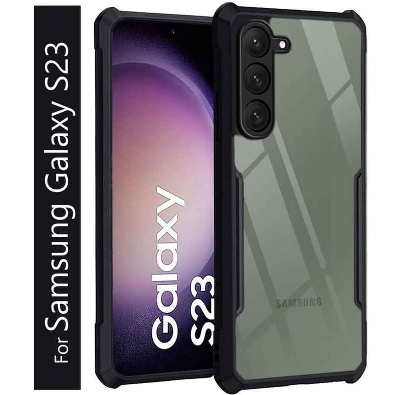 Kwine Case Samsung Galaxy S23 Back Cover - Black Bordered Transparent Case