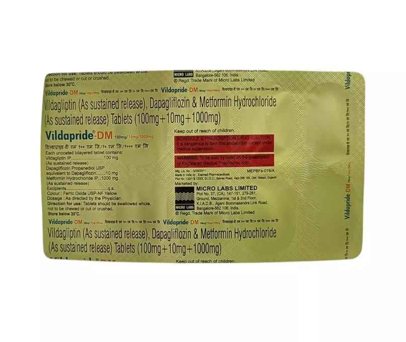 Vildapride-DM 100mg/10mg/1000mg Tablet SR Vildapride-DM 100mg/10mg/1000mg Tablet SR