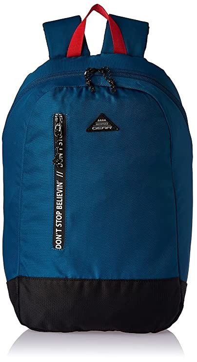 Gear Unisex Colorblocked Polyester 17 L Top Handle Casual Backpack | Black and Blue - M