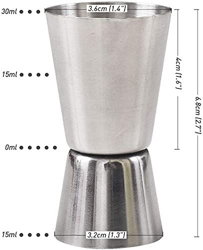 Bar Box Double Side Stainless Steel Peg Measure Bar Tool Jigger With Bottle Pourer (3 Pcs Set)