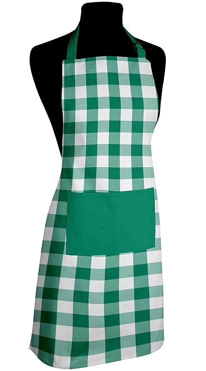 Lushomes - Green | Checks Cooking Apron | 70 x 80 cm