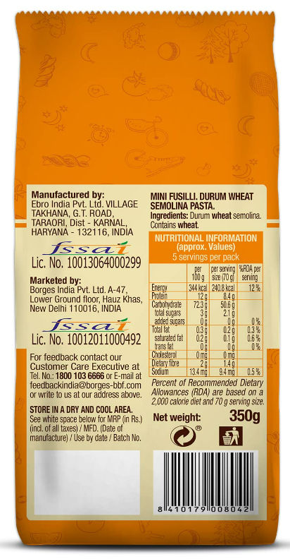 Borges Mini Fusilli Durum Wheat Pasta