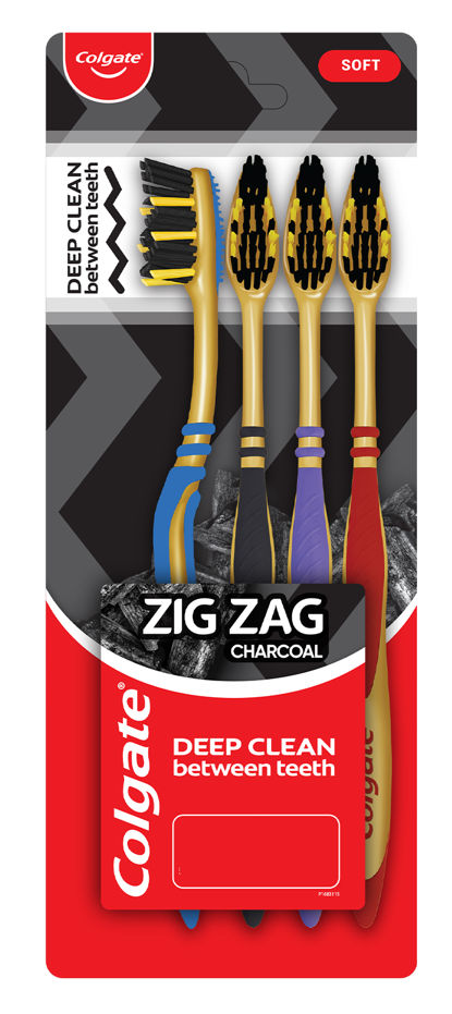 Colgate ZigZag Charcoal Soft Bristle Manual Toothbrush for Adults