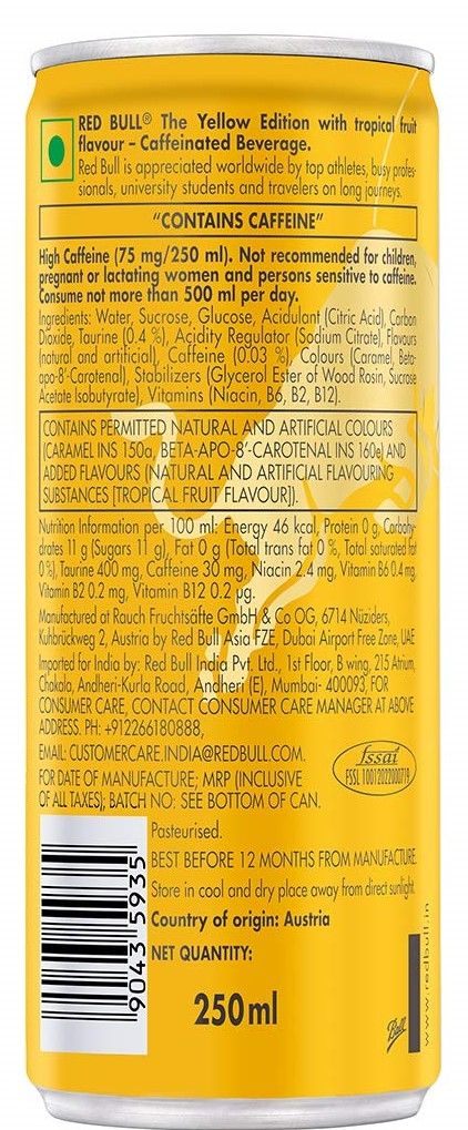 Red Bull Energy Drink Yellow edition 250 ml Combo