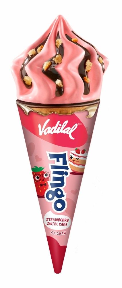 Vadilal Strawberry Swirl Cake Flingo Ice Cream Cone